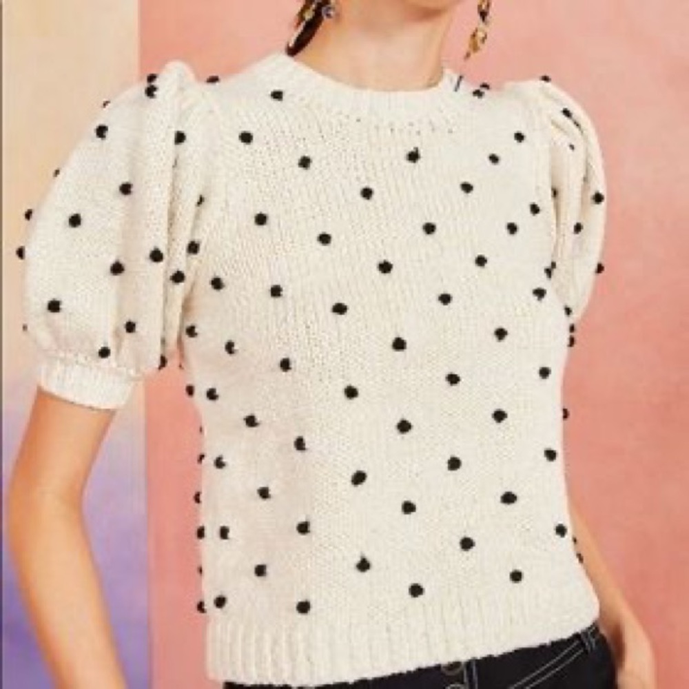 Ulla Johnson Bettine Puff Sleeve Polka Dot Sweater